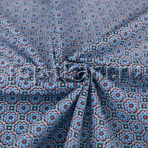 Ситец набивной - Орнамент Ориентал мелкий рисунок - (синий, ширина 150 см)